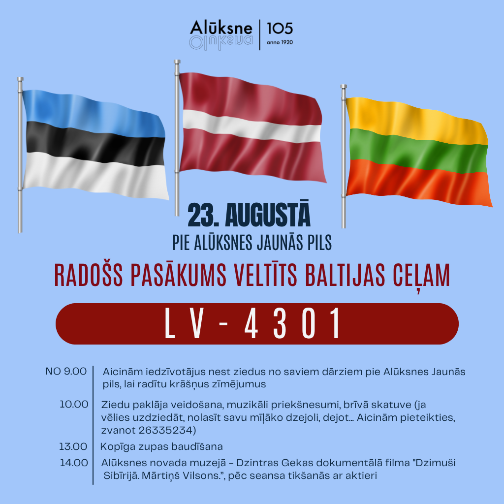 Read more about the article Radošs pasākums veltīts Baltijas ceļam “LV – 4301”          (pie Alūksnes Jaunās pils)