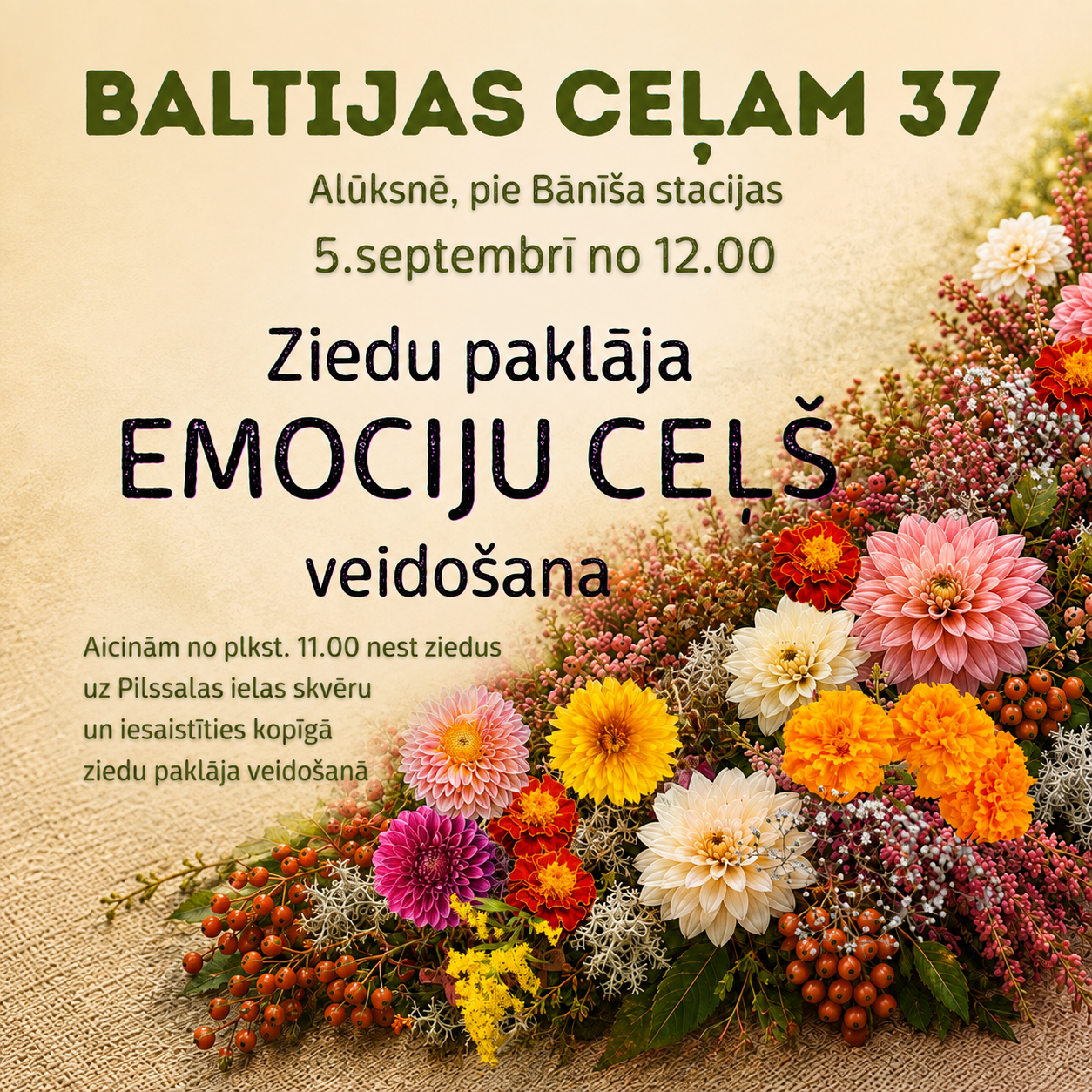 Read more about the article Baltijas ceļam 37 | Ziedu paklāja “Emociju ceļš” veidošana