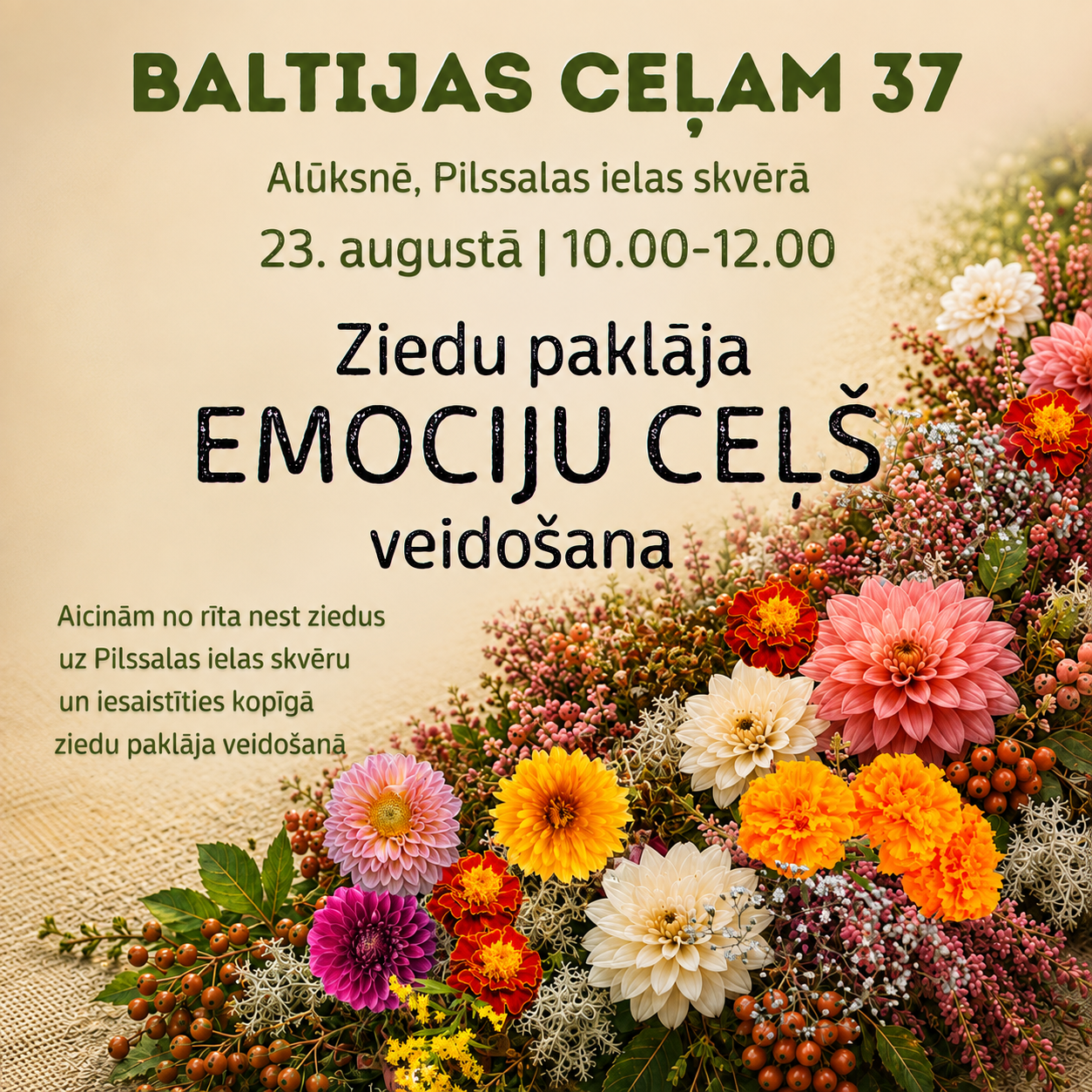 You are currently viewing Baltijas ceļam 37 | Ziedu paklāja “Emociju ceļš” veidošana