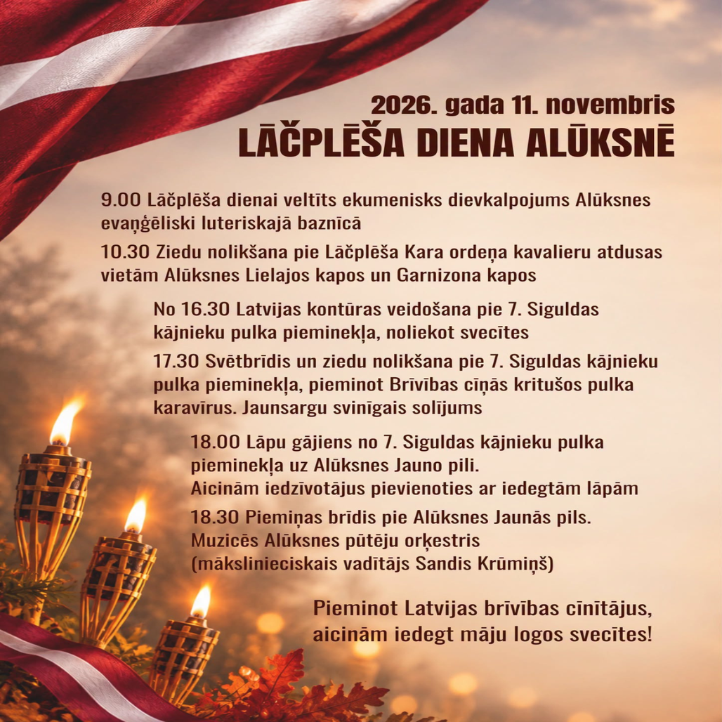 Read more about the article 11. novembrī LĀČPLĒŠA DIENA ALŪKSNĒ!